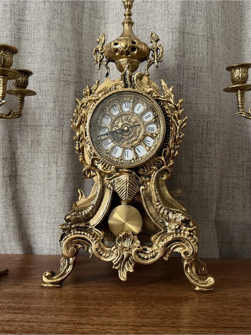 Ornate Gold Mantel Clock and Candelabra Set - Decorative Home Wall Decor